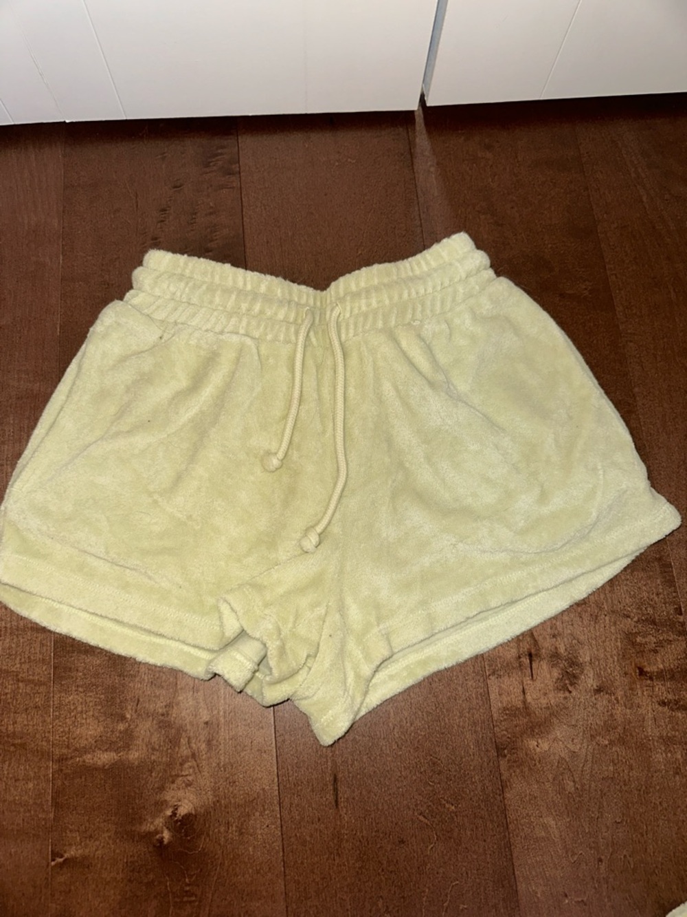 Aritzia Plush Terry Drawstring Shorts - Pale Yellow